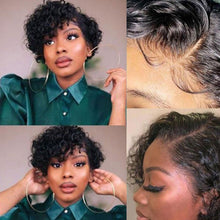Load image into Gallery viewer, Front Lace Center Split Women's Curly Hair Wig Short Small Curly Hair Headband High Temperature Silk Wig Cover