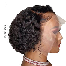 Load image into Gallery viewer, Front Lace Center Split Women's Curly Hair Wig Short Small Curly Hair Headband High Temperature Silk Wig Cover
