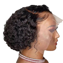 Load image into Gallery viewer, Front Lace Center Split Women's Curly Hair Wig Short Small Curly Hair Headband High Temperature Silk Wig Cover