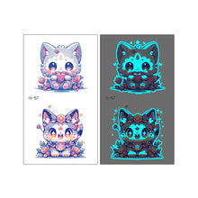 Load image into Gallery viewer, Nightglow Tattoo Sticker Waterproof Cartoon Animal Children's Tattoo Sticker Cute Cartoon Tiger Cat Tattoo Stickers