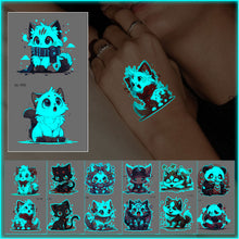 Load image into Gallery viewer, Nightglow Tattoo Sticker Waterproof Cartoon Animal Children's Tattoo Sticker Cute Cartoon Tiger Cat Tattoo Stickers