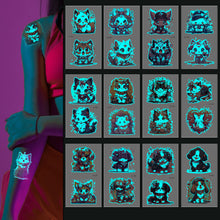 Load image into Gallery viewer, Nightglow Tattoo Sticker Waterproof Cartoon Animal Children's Tattoo Sticker Cute Cartoon Tiger Cat Tattoo Stickers