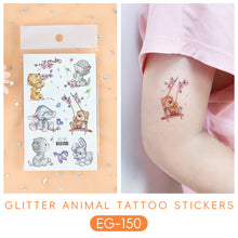 Load image into Gallery viewer, Sparkling Powder Tattoo Sticker Waterproof Animal Ocean Children's Tattoo Sticker Cute Animals Tattoo Stickers