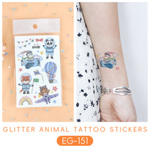 Load image into Gallery viewer, Sparkling Powder Tattoo Sticker Waterproof Animal Ocean Children's Tattoo Sticker Cute Animals Tattoo Stickers