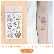 Load image into Gallery viewer, Sparkling Powder Tattoo Sticker Waterproof Animal Ocean Children's Tattoo Sticker Cute Animals Tattoo Stickers
