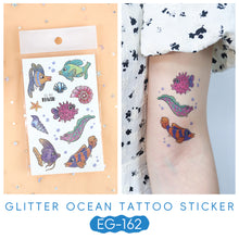 Load image into Gallery viewer, Sparkling Powder Tattoo Sticker Waterproof Animal Ocean Children's Tattoo Sticker Cute Animals Tattoo Stickers