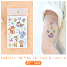 Load image into Gallery viewer, Sparkling Powder Tattoo Sticker Waterproof Animal Ocean Children's Tattoo Sticker Cute Animals Tattoo Stickers