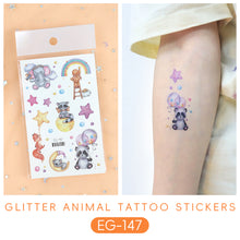Load image into Gallery viewer, Sparkling Powder Tattoo Sticker Waterproof Animal Ocean Children's Tattoo Sticker Cute Animals Tattoo Stickers