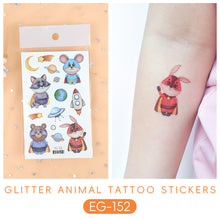 Load image into Gallery viewer, Sparkling Powder Tattoo Sticker Waterproof Animal Ocean Children's Tattoo Sticker Cute Animals Tattoo Stickers