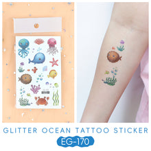 Load image into Gallery viewer, Sparkling Powder Tattoo Sticker Waterproof Animal Ocean Children's Tattoo Sticker Cute Animals Tattoo Stickers