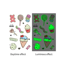 Load image into Gallery viewer, Nightglow Tattoo Sticker Waterproof Party Candy Donut Children's Cartoon Tattoo Sticker Cute Children Tattoo Sticker