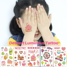 Load image into Gallery viewer, Nightglow Tattoo Sticker Waterproof Party Candy Donut Children's Cartoon Tattoo Sticker Cute Children Tattoo Sticker