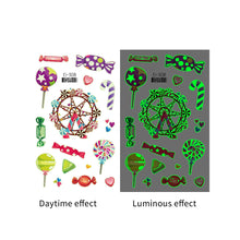 Load image into Gallery viewer, Nightglow Tattoo Sticker Waterproof Party Candy Donut Children's Cartoon Tattoo Sticker Cute Children Tattoo Sticker