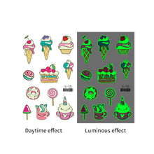 Load image into Gallery viewer, Nightglow Tattoo Sticker Waterproof Party Candy Donut Children's Cartoon Tattoo Sticker Cute Children Tattoo Sticker
