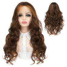 Load image into Gallery viewer, Forehead Lace Large Wave Wig High Temperature Silk Long Curly Hair Invisible Fluffy Full Top Wig Synthetic Hair Extensions