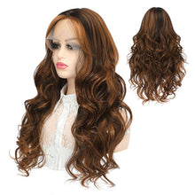 Load image into Gallery viewer, Forehead Lace Large Wave Wig High Temperature Silk Long Curly Hair Invisible Fluffy Full Top Wig Synthetic Hair Extensions