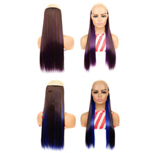 Load image into Gallery viewer, One Piece 5-clip Synthetic Straight Hair Wig Adjustable Fish Wire Colorful Wig Hair Piece Invisible Hair Extensions for Women