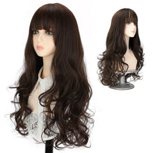 Load image into Gallery viewer, Air Bangs Wig Fashionable Fluffy Big Wave Long Curly Hair Wig Natural Simulated Full Top Wig Women Synthetic Hair Extensions