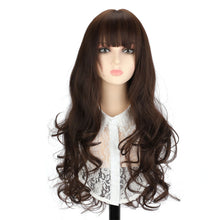 Load image into Gallery viewer, Air Bangs Wig Fashionable Fluffy Big Wave Long Curly Hair Wig Natural Simulated Full Top Wig Women Synthetic Hair Extensions