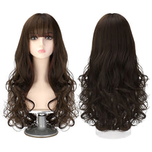 Load image into Gallery viewer, Air Bangs Wig Fashionable Fluffy Big Wave Long Curly Hair Wig Natural Simulated Full Top Wig Women Synthetic Hair Extensions