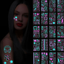 Load image into Gallery viewer, 10pcs/pack Night Glow Waterproof Tattoo Sticker Party Music Festival Fashion Tattoo Sticker Temporary Body Art Tattoo