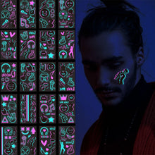 Load image into Gallery viewer, 10pcs/pack Night Glow Waterproof Tattoo Sticker Party Music Festival Fashion Tattoo Sticker Temporary Body Art Tattoo