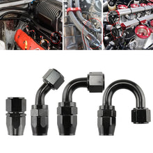 Load image into Gallery viewer, Black AN4/6/810/12 Aluminum Swivel Hose End Fitting Adapter Car Oil Fuel Line NPT Plug Straight 0°/45°/90°/180° Degree
