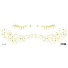 Load image into Gallery viewer, Waterproof Gold Face Tattoo Sticker Party Makeup Music Festival Tattoo Sticker Fashion Temporary Face Art Tattoo