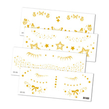 Load image into Gallery viewer, Waterproof Gold Face Tattoo Sticker Party Makeup Music Festival Tattoo Sticker Fashion Temporary Face Art Tattoo