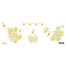 Load image into Gallery viewer, Waterproof Gold Face Tattoo Sticker Party Makeup Music Festival Tattoo Sticker Fashion Temporary Face Art Tattoo
