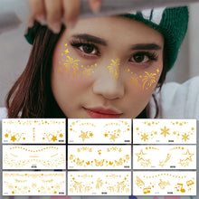 Load image into Gallery viewer, Waterproof Gold Face Tattoo Sticker Party Makeup Music Festival Tattoo Sticker Fashion Temporary Face Art Tattoo