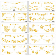 Load image into Gallery viewer, Waterproof Gold Face Tattoo Sticker Party Makeup Music Festival Tattoo Sticker Fashion Temporary Face Art Tattoo