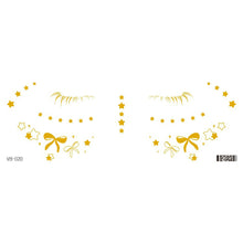 Load image into Gallery viewer, Waterproof Gold Face Tattoo Sticker Party Makeup Music Festival Tattoo Sticker Fashion Temporary Face Art Tattoo