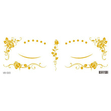 Load image into Gallery viewer, Waterproof Gold Face Tattoo Sticker Party Makeup Music Festival Tattoo Sticker Fashion Temporary Face Art Tattoo