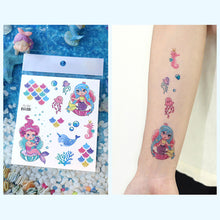 Load image into Gallery viewer, Waterproof Glitter Tattoo Sticker Cartoon Mermaid Unicorn Children Tattoo Sticker Cute Funny Body Art Tattoo
