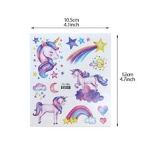 Load image into Gallery viewer, Waterproof Glitter Tattoo Sticker Cartoon Mermaid Unicorn Children Tattoo Sticker Cute Funny Body Art Tattoo