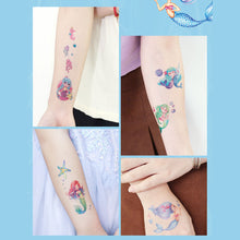 Load image into Gallery viewer, Waterproof Glitter Tattoo Sticker Cartoon Mermaid Unicorn Children Tattoo Sticker Cute Funny Body Art Tattoo