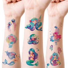 Load image into Gallery viewer, Waterproof Glitter Tattoo Sticker Cartoon Mermaid Unicorn Children Tattoo Sticker Cute Funny Body Art Tattoo