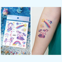 Load image into Gallery viewer, Waterproof Glitter Tattoo Sticker Cartoon Mermaid Unicorn Children Tattoo Sticker Cute Funny Body Art Tattoo