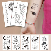 Load image into Gallery viewer, Waterproof Fresh Tattoo Sticker Black White Solid Cartoon Animal Tattoo Sticker Creative Body Art Tattoo Sticker