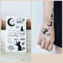 Load image into Gallery viewer, Waterproof Fresh Tattoo Sticker Black White Solid Cartoon Animal Tattoo Sticker Creative Body Art Tattoo Sticker