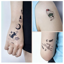 Load image into Gallery viewer, Waterproof Fresh Tattoo Sticker Black White Solid Cartoon Animal Tattoo Sticker Creative Body Art Tattoo Sticker