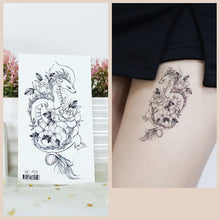Load image into Gallery viewer, Waterproof Fresh Tattoo Sticker Black White Solid Cartoon Animal Tattoo Sticker Creative Body Art Tattoo Sticker