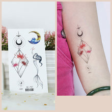Load image into Gallery viewer, Waterproof Fresh Tattoo Sticker Black White Solid Cartoon Animal Tattoo Sticker Creative Body Art Tattoo Sticker
