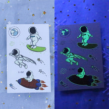 Load image into Gallery viewer, Waterproof Night Glow Tattoo Sticker Luminous Cartoon Space Tattoo Sticker Temporary Body Art Tattoo for Children
