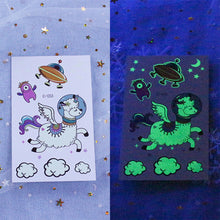 Load image into Gallery viewer, Waterproof Night Glow Tattoo Sticker Luminous Cartoon Space Tattoo Sticker Temporary Body Art Tattoo for Children