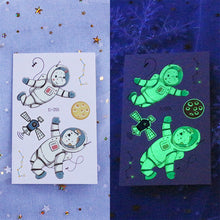 Load image into Gallery viewer, Waterproof Night Glow Tattoo Sticker Luminous Cartoon Space Tattoo Sticker Temporary Body Art Tattoo for Children
