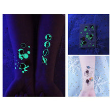 Load image into Gallery viewer, Waterproof Night Glow Tattoo Sticker Luminous Cartoon Space Tattoo Sticker Temporary Body Art Tattoo for Children
