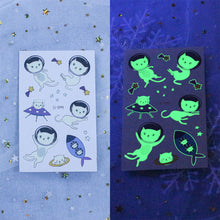 Load image into Gallery viewer, Waterproof Night Glow Tattoo Sticker Luminous Cartoon Space Tattoo Sticker Temporary Body Art Tattoo for Children
