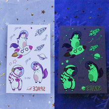 Load image into Gallery viewer, Waterproof Night Glow Tattoo Sticker Luminous Cartoon Space Tattoo Sticker Temporary Body Art Tattoo for Children